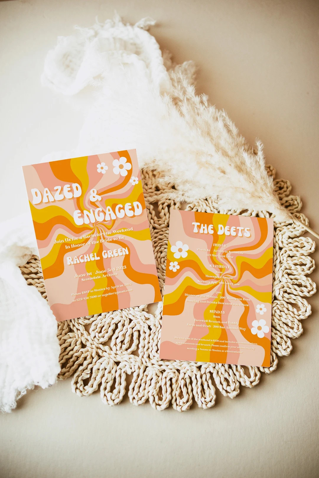 Dazed and Engaged Bachelorette Party Itinerary Template, Groovy Retro Bachelorette, 70's Bachelor... | Etsy (US)