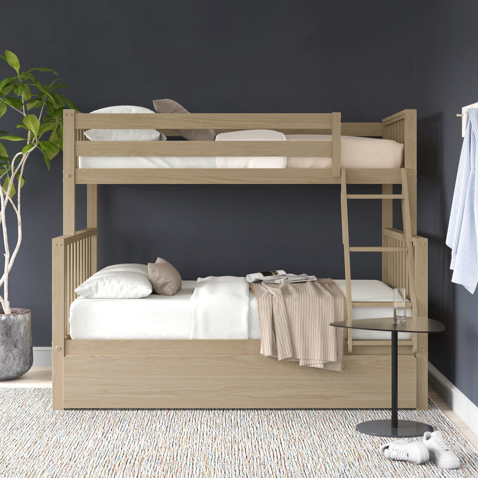 Brubaker Twin over Full Solid Wood Standard Bunk Bed with Trundle | Wayfair North America