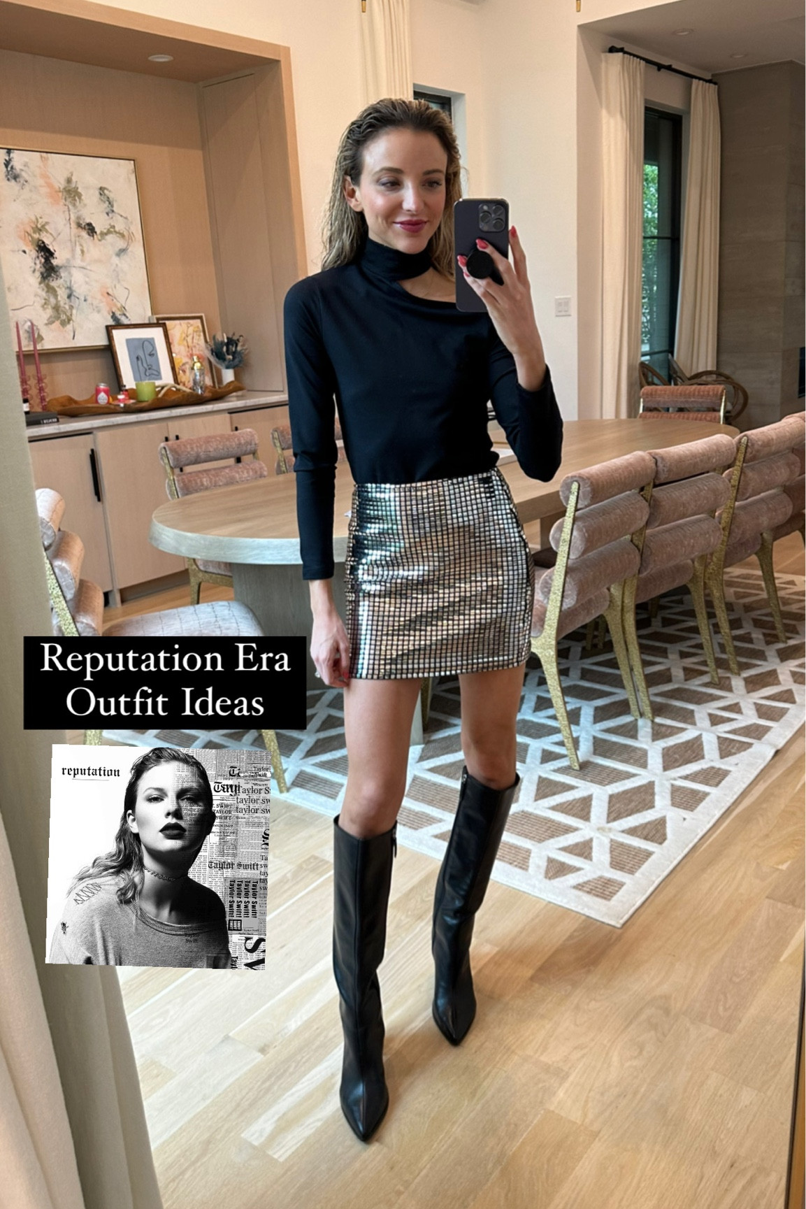 Linked some Reputation Era ideas 🖤

Top - Abercrombie (no longer sold, linked similar) 

Skirt - 12th Tribe

Boots - Schutz Mikki Black