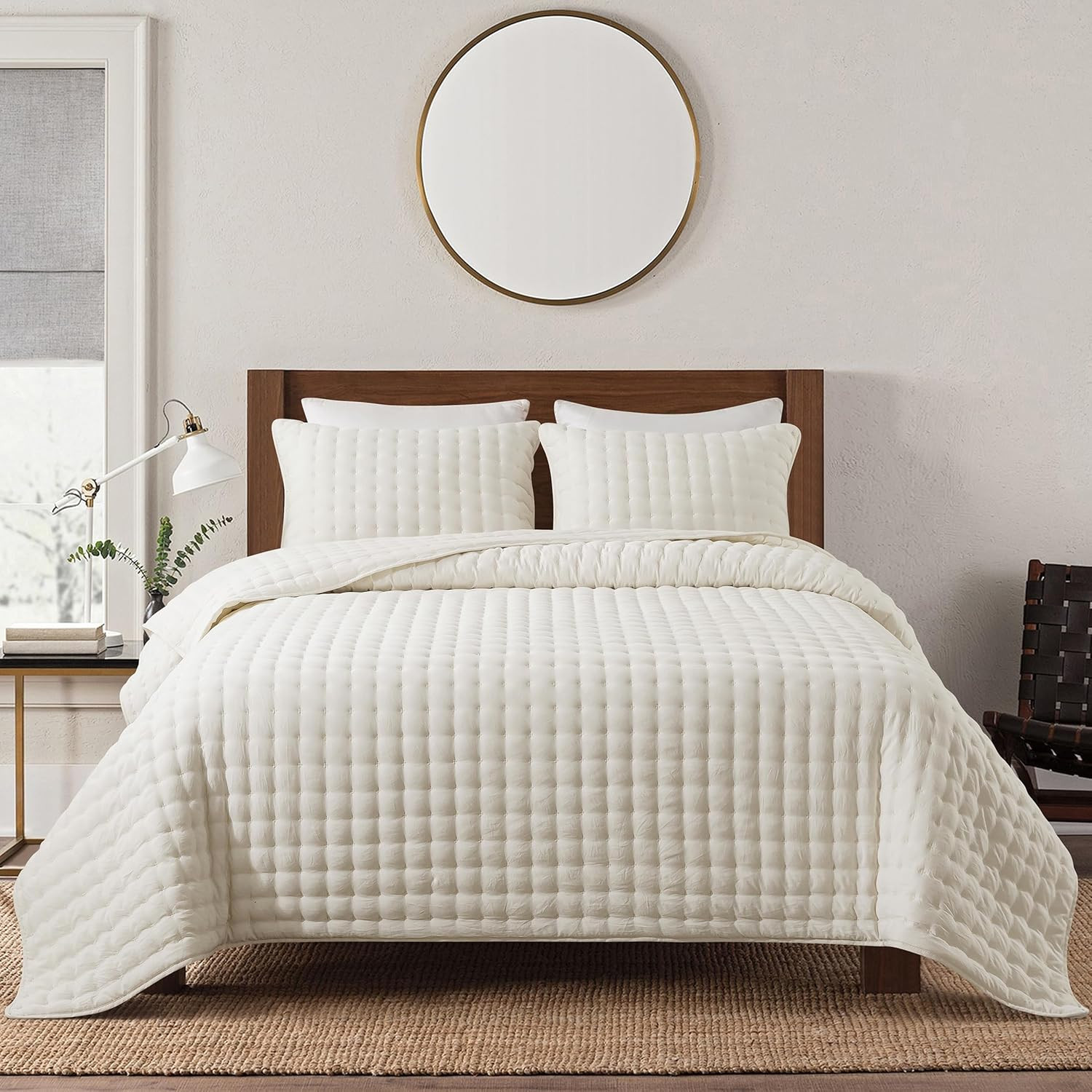 WDCOZY Ivory California Oversized Cal King Size Quilt Bedding Sets with 2 Pillow Shams, Lightweig... | Amazon (US)