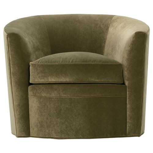Jovie Swivel Chair - Olive Green Velvet | Rotating Chair, Pivot Chair, Spin Chair - Sturdy, Comfortable | One Kings Lane