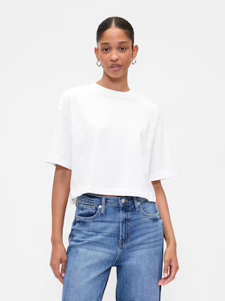 Oversized Cropped Crewneck T-Shirt | Gap Factory