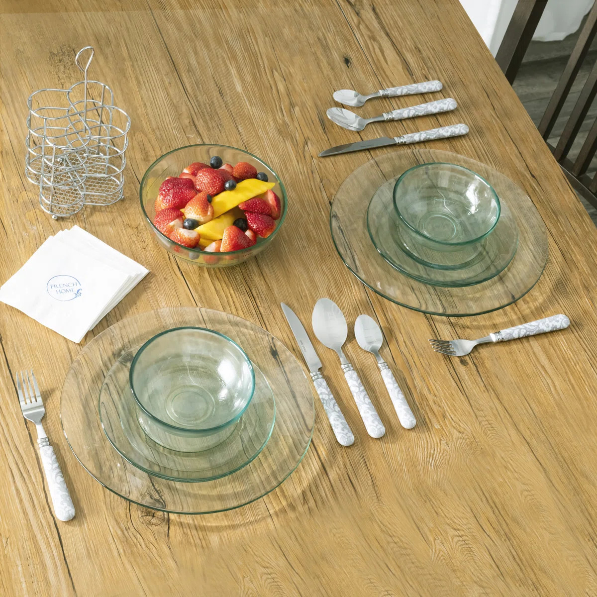 French Home Bistro 16-Piece Stainless Steel Flatware Set, Service for 4, Lace Overlay | Wayfair North America