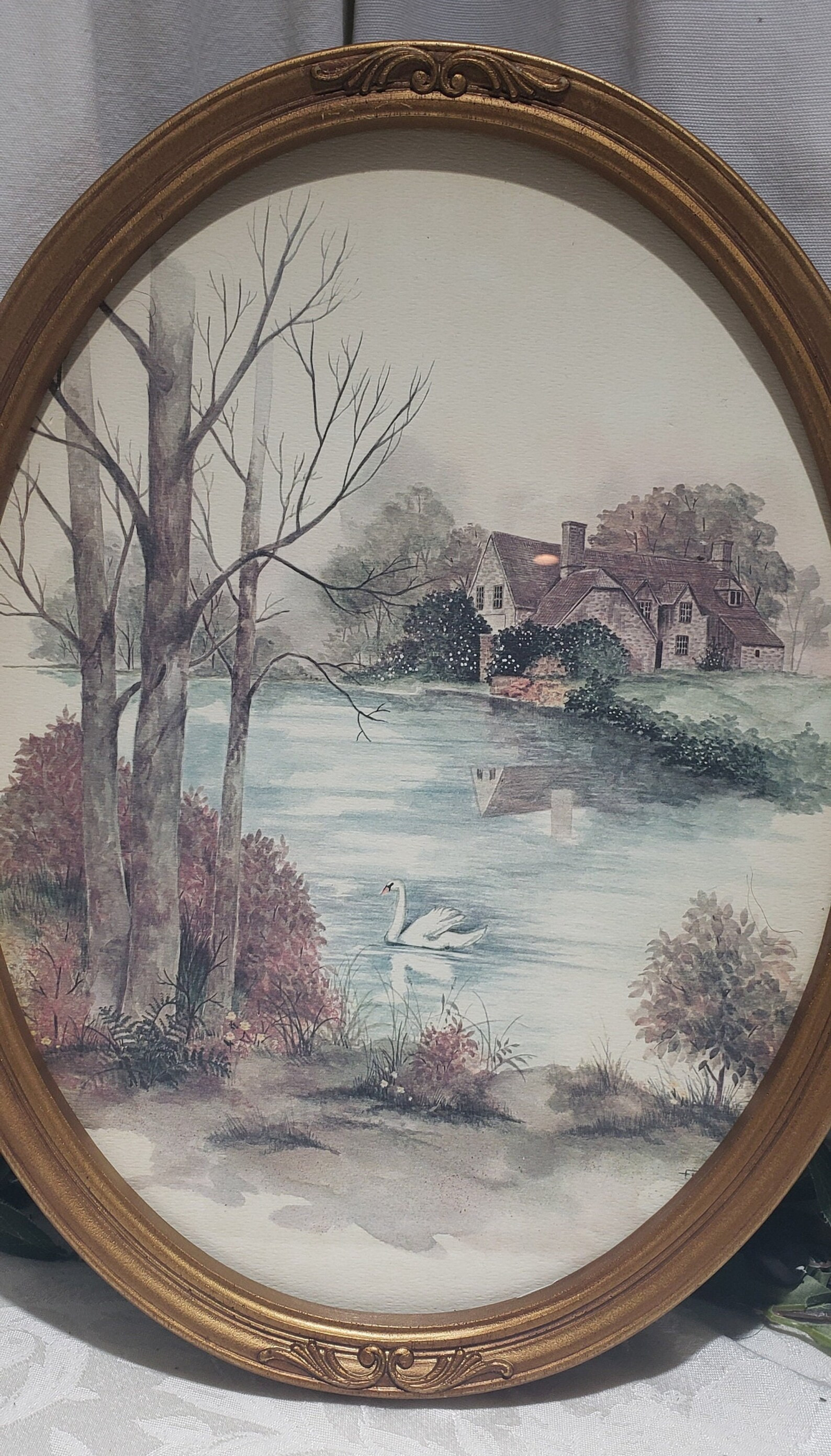 Beautiful Vintage 1982 Homco No. 3280 Cottage by the Swan Lake - Etsy | Etsy (US)