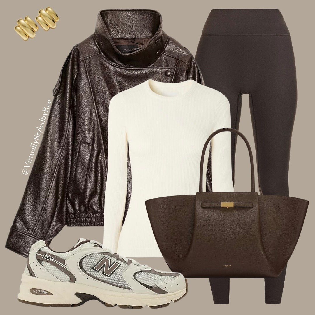 Casual Chocolate Brown Outfit Done Right 🤎

Tags: Luxe Leather Jacket, Zara Jacket, Clean Cream Top, Brown Leggings, Structured Demellier Tote Bag, Neutral Trainers, Casual Days, Coffee Catch Up, Airport Chic

#LTKwinter #LTKspring #LTKuk