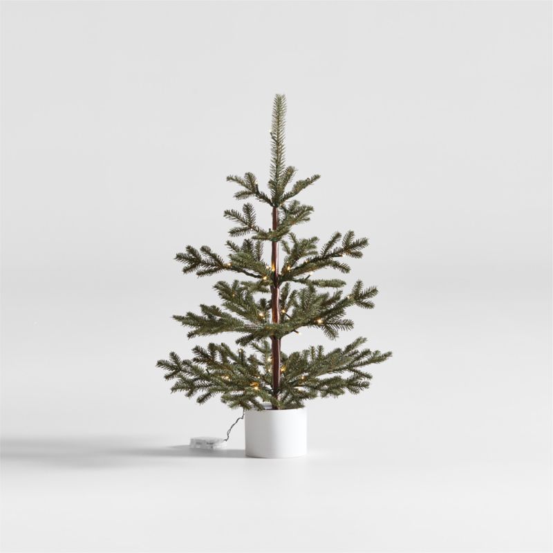Faux Potted Pine Pre-Lit LED Christmas Tree with White Lights 3' + Reviews | Crate & Barrel | Crate & Barrel