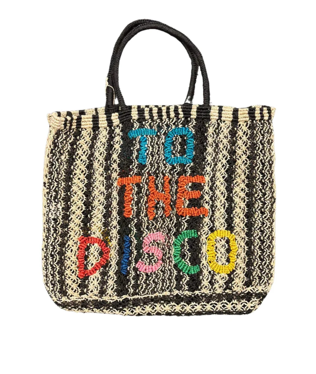 To The Disco Tote- Black/ Natural/ Multi | LOLA Boutique