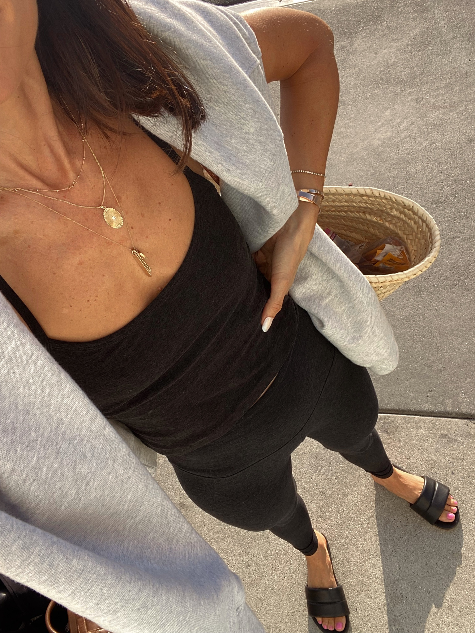 Today’s travel set 
Leggings and tank and buttery soft- I wear them for travel  all the time (wore them for a Europe flight) 
They’re Tts and leggings are short gal friendly 

#LTKstyletip #LTKtravel