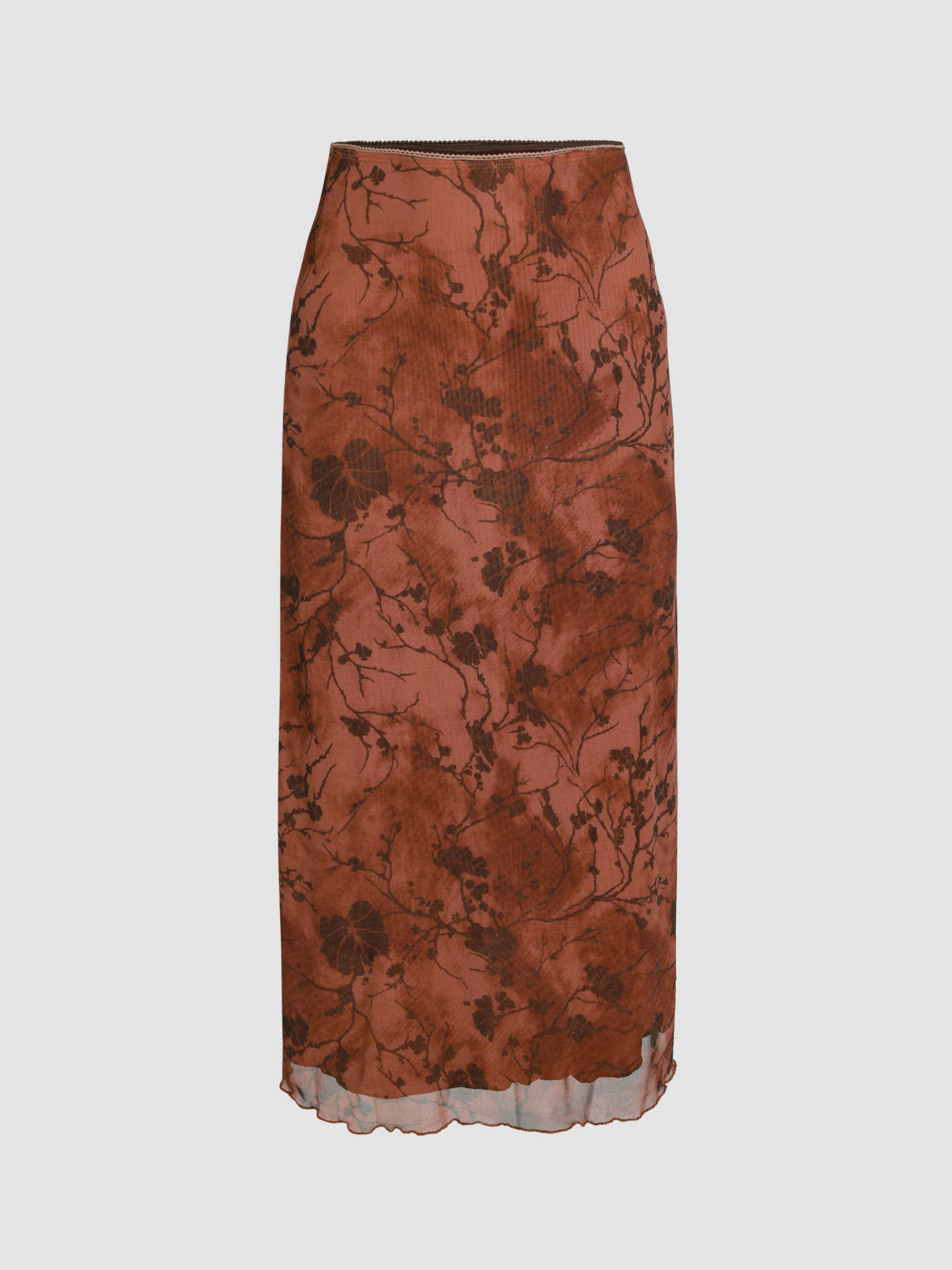High Waist Mesh Floral Midi Skirt | Cider