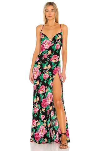 For Love & Lemons Becca Maxi Dress in Black from Revolve.com | Revolve Clothing (Global)