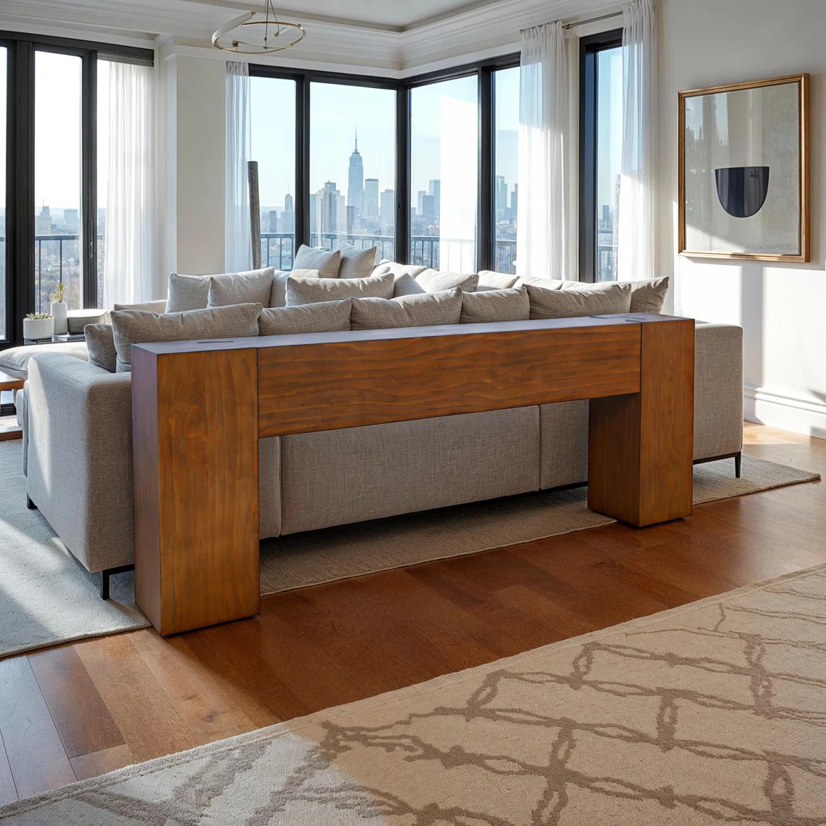 Grenda Modern Rustic 79" Dovetailed Sofa Console Table | Wayfair North America