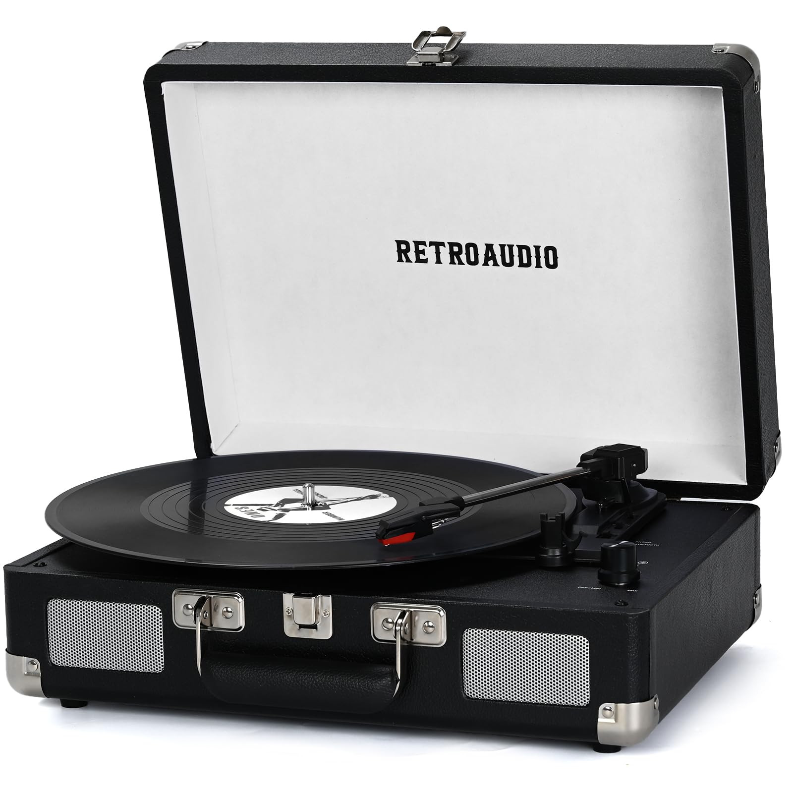 Vinyl Record Player 3-Speed Bluetooth Portable Suitcase Belt-Driven Record Player with 2 Built-in... | Amazon (US)