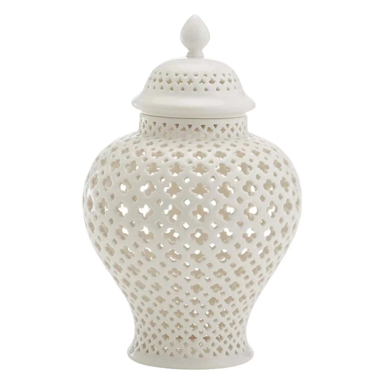 Large Ceramic Ginger Jar Vase Temple Jar Home Decoration with Lid Handicraft white - Walmart.com | Walmart (US)