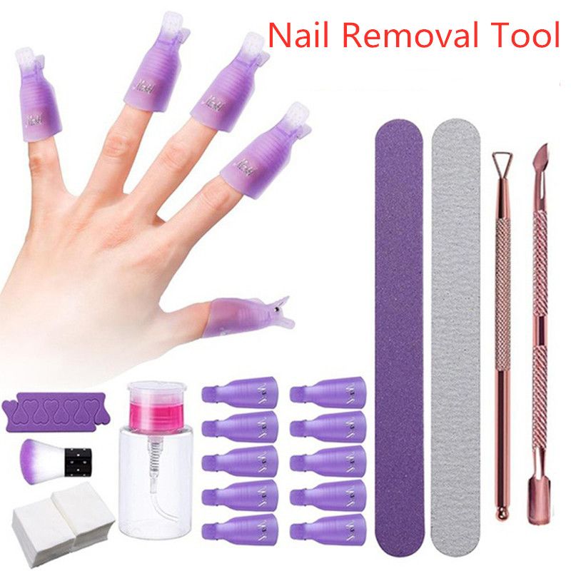 HTOCINQ (19PCS)Nail Polish Removal Tool Soak Off Cap Clip UV Gel Polish Remover Wrap Polishing St... | Walmart (US)