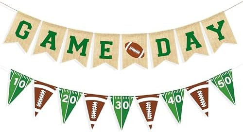 Game Day Burlap Banner Football Themed Garland Bunting, Football Birthday Party Decorations, Conc... | Amazon (US)