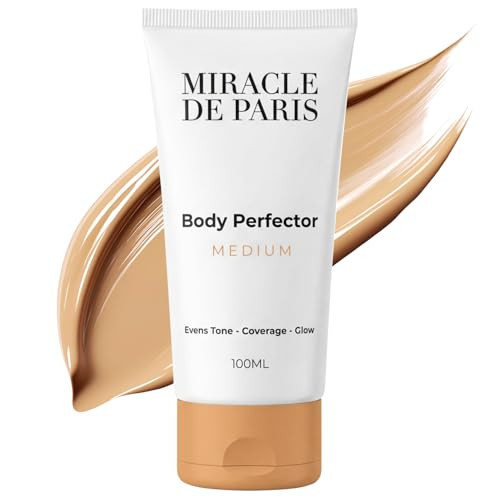 Miracle de Paris Body Coverage Perfector – Tattoo Cover Up Makeup Waterproof, Body Foundation & Leg Makeup, Transfer-Resistant Body Concealer for Legs, Scars & Uneven Skin Tone, 3.38 fl oz, Medium | Amazon (US)