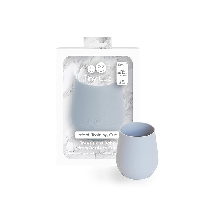 ezpz Tiny Cup (Pewter) - 100% Silicone Training Cup for Infants - 4 months + - Designed by a Pedi... | Amazon (US)