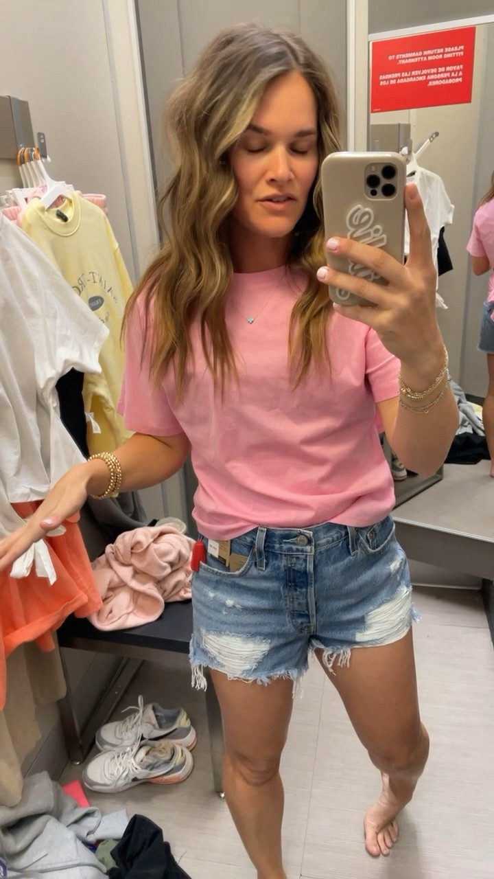 . Love these fun tees going into spring so many pretty colors, love the back detail and on sale for $12 denim shorts are also target and linked✨ 
.
#target #targetstyle #targetfashion #workoutclothes #casualstyle #momstyle #styleover30

#LTKfindsunder50 #LTKstyletip #LTKsalealert