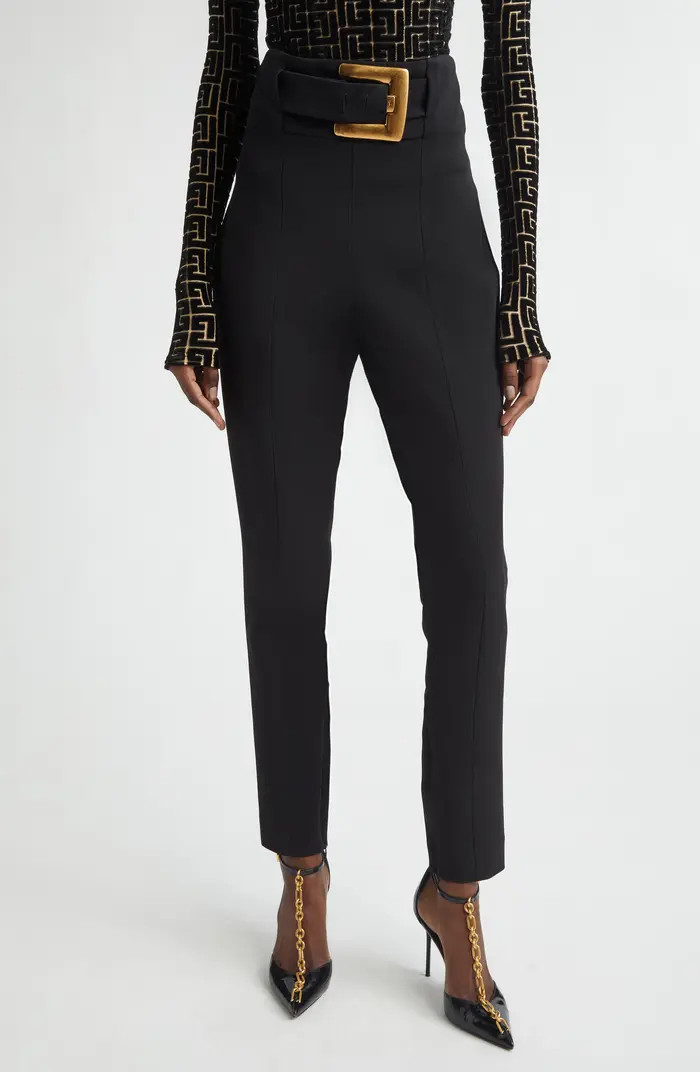 High Waist Belted Compact Knit Pants | Nordstrom