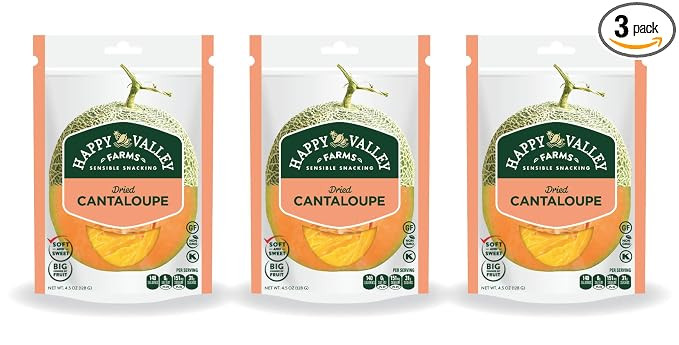 Happy Valley Farms Dried Cantaloupe 4.5 oz, 3-pack | Amazon (US)