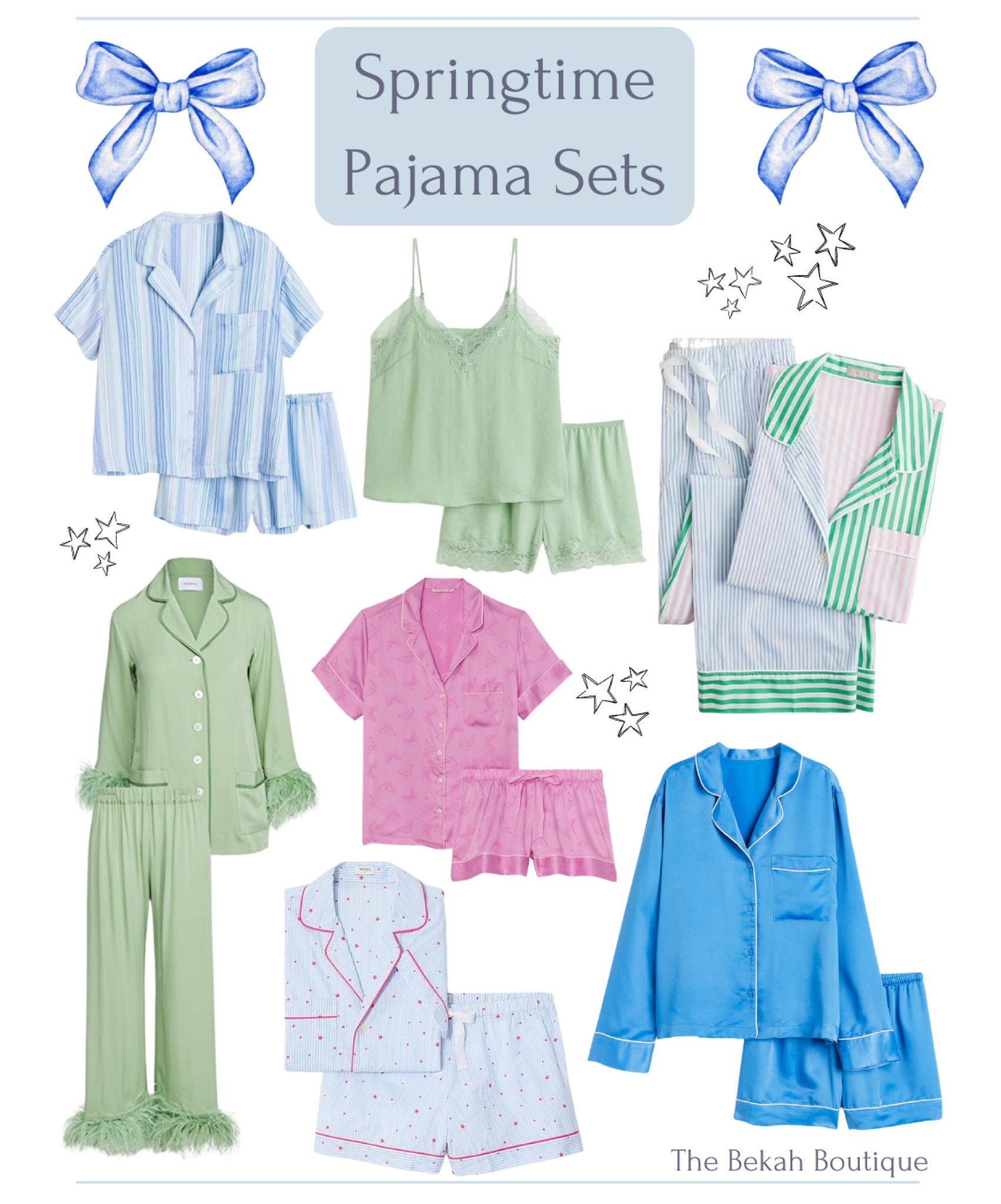 It’s nearly impossible to wake up in a bad mood when you’ve gone to bed in an adorable matching pajama set. Today on The Bekah Boutique, I’m sharing my favorite springtime PJs that are as comfy as they are cute. 

Spring pajamas, pajama set, cute pajamas, matching pajamas, affordable pajama sets, spring pajama sets, feather pajamas, satin pajamas, cotton pajamas, striped pajamas, sage green, cobalt blue, pink, J. Crew, H&M, Shopbop, Victoria’s Secret, Sleeper

#LTKFind #LTKSeasonal