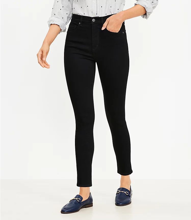 High Rise Skinny Jeans in Black | LOFT