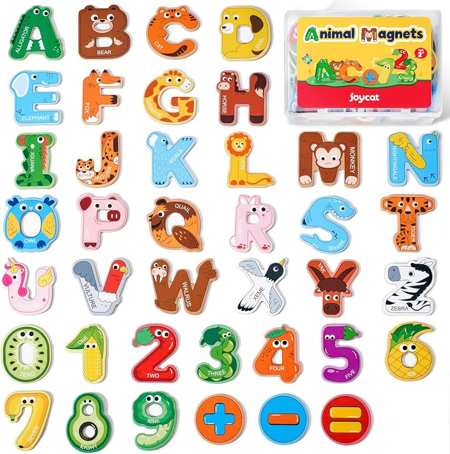 JoyCat Wooden Thick Alphabet Magnets for Toddlers Fridge Large Size Cute Animal Colorful ABC Magn... | Amazon (US)