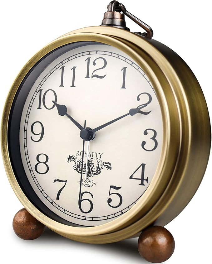 Gold Desk Alarm Clock for Bedroom Kids Modern Mantel Small Table Clock Desktop Farmhouse Tabletop... | Amazon (US)