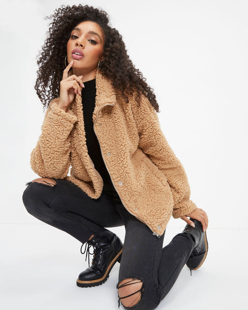 Cabin Dates Pocketed Teddy Jacket - Camel | VICI