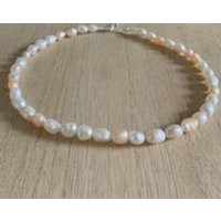 Pure Freshwater Pearl Necklace. Cream and Pale Peach Pearls. Birthstone Gemini | Etsy (US)