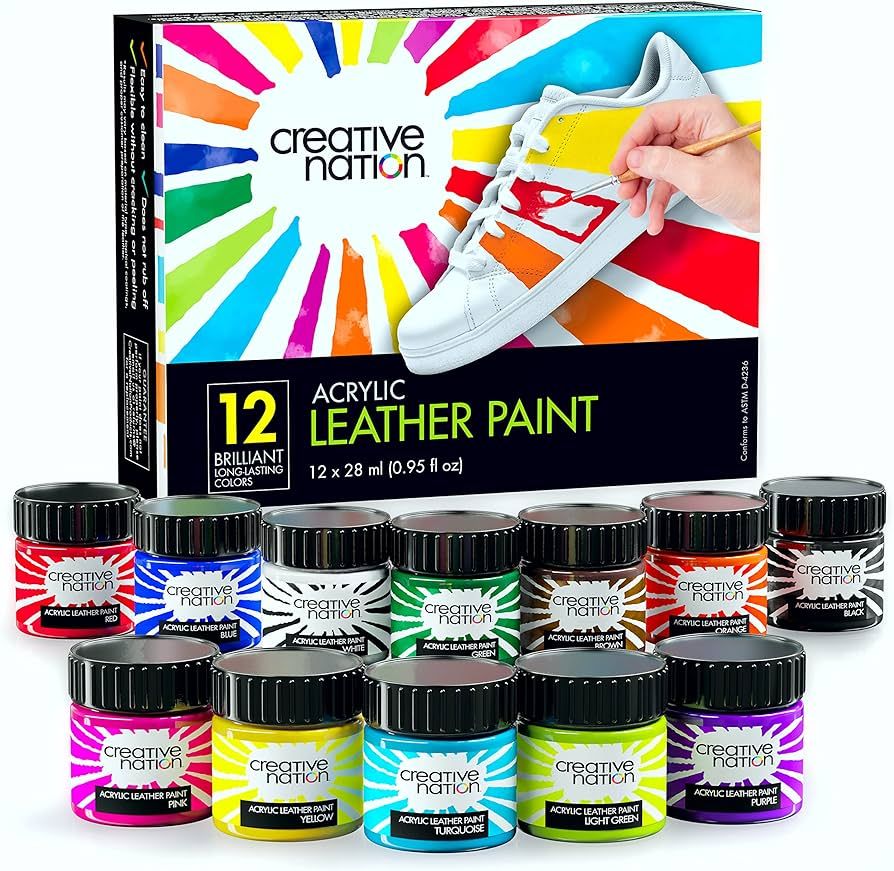 Creative Nation 12 Colors Acrylic Leather Paint for Shoes & Leather Accessories - Premium Shoe Pa... | Amazon (US)