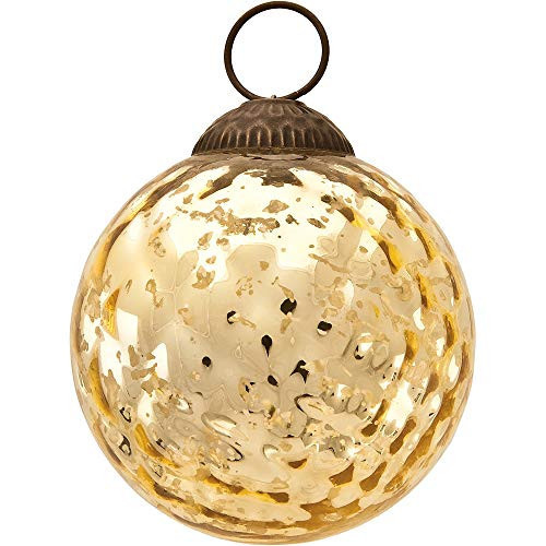 Luna Bazaar Large Mercury Glass Ornament (3-Inch, Gold, Joy Ball Design, Single) - Great Gift Idea, Vintage-Style Decorations for Christmas, Special Occasions, Home Decor and Parties | Amazon (US)