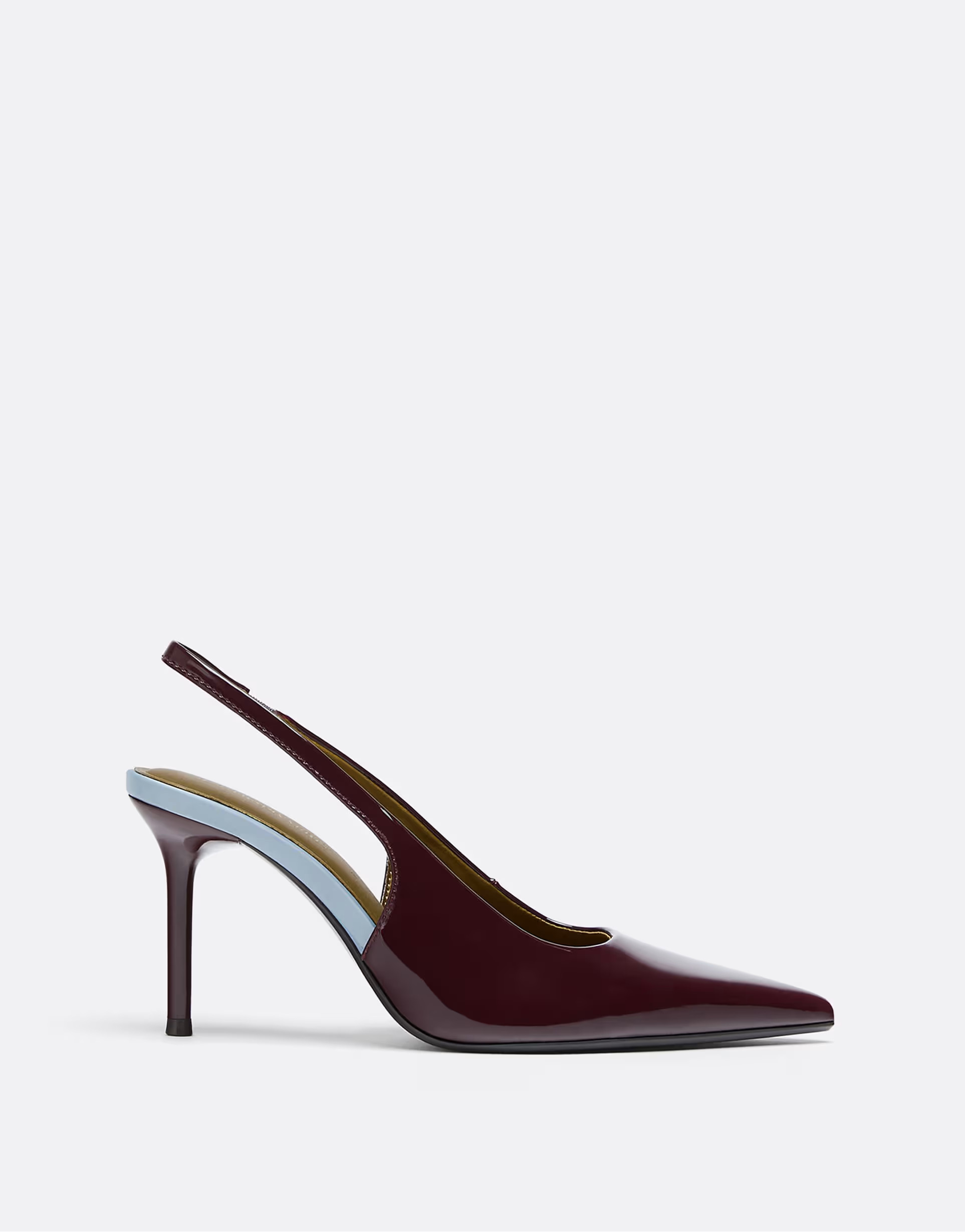 Stradivarius Tricolour slingback court shoes in burgundy | ASOS (Global)