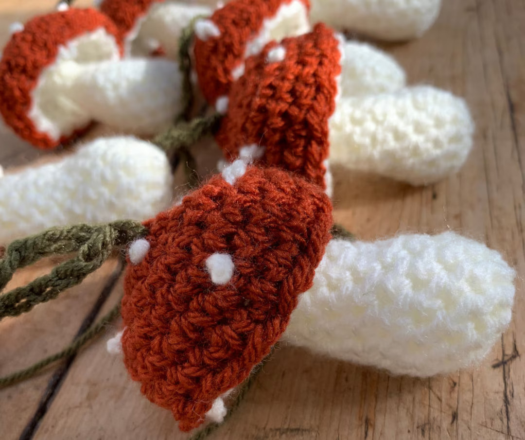 Crochet Mushroom Garland Home Decor Crochet Mushrooms Mushroom Decorations - Etsy UK | Etsy (US)