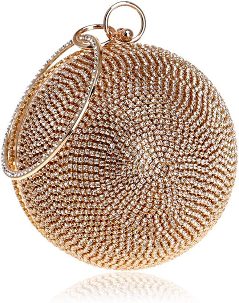 Tngan Ball Shape Clutch Purse Party Handbag Rhinestone Ring Handle Evening Bag | Amazon (US)