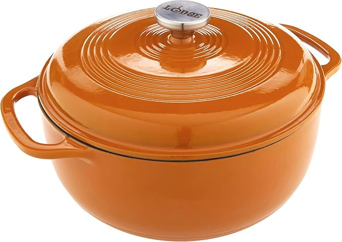 Lodge 6 Quart Enameled Cast Iron Dutch Oven with Lid – Dual Handles – Oven Safe up to 500° F... | Amazon (US)
