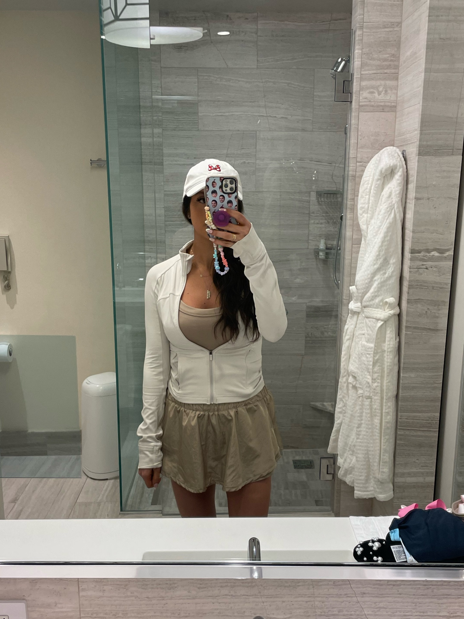 Free people onesie 
Skortsie 
Minnie bow hat 
Amazon 
Amazon socks 
Lululemon jacket 

#LTKunder100