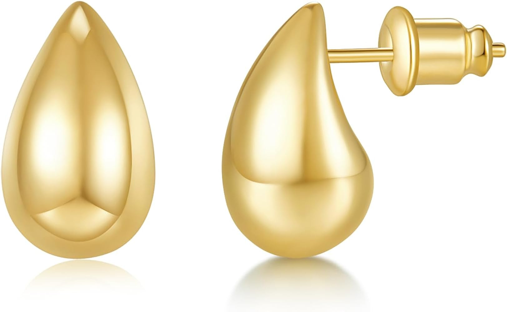 MINDDHA 14K Gold Plated Earring| 925 Sterling Silver Post| Hoop Teardrop Chunky Stud | Lightweigh... | Amazon (US)