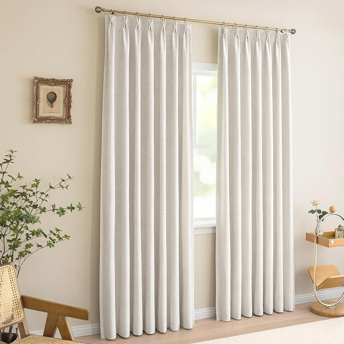 Pinch Pleated Blackout Curtains for Bedroom Luxury Linen Blend Pinch Pleat Dual Layer Curtains 90... | Amazon (US)