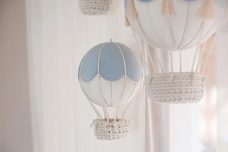 Baby Blue Hot Air Balloon Set: Nursery & Kids Room Decor - Etsy | Etsy (US)
