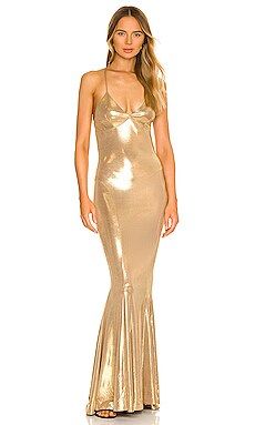 Norma Kamali Low Back Slip Mermaid Fishtail Gown in Gold from Revolve.com | Revolve Clothing (Global)