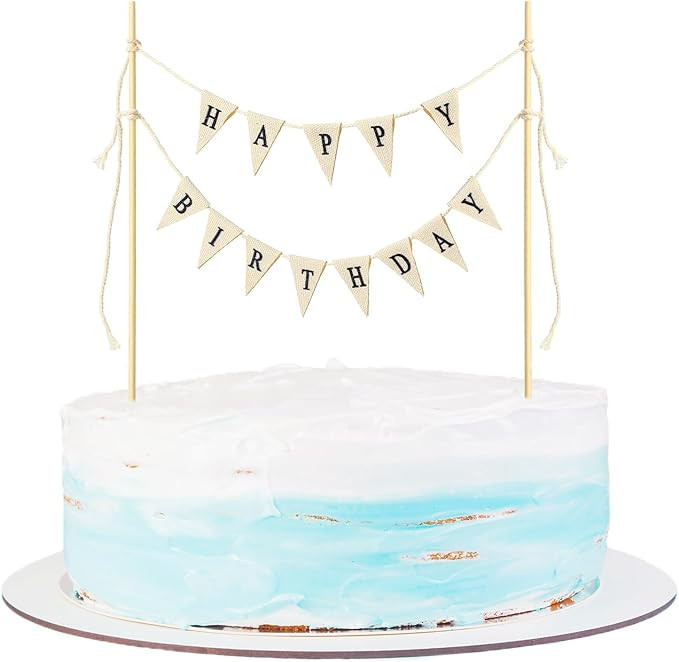 Happy Birthday Cake Banner Personalized Birthday Cake Bunting Topper Happy Birthday Cake Toppers ... | Amazon (US)