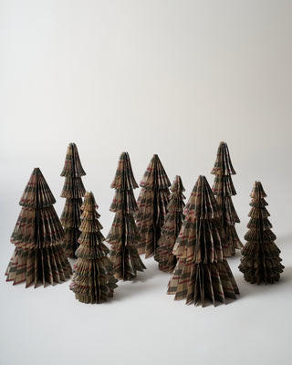 Classic Christmas Plaid Set of 9 Decorative Paper Trees | Magnolia