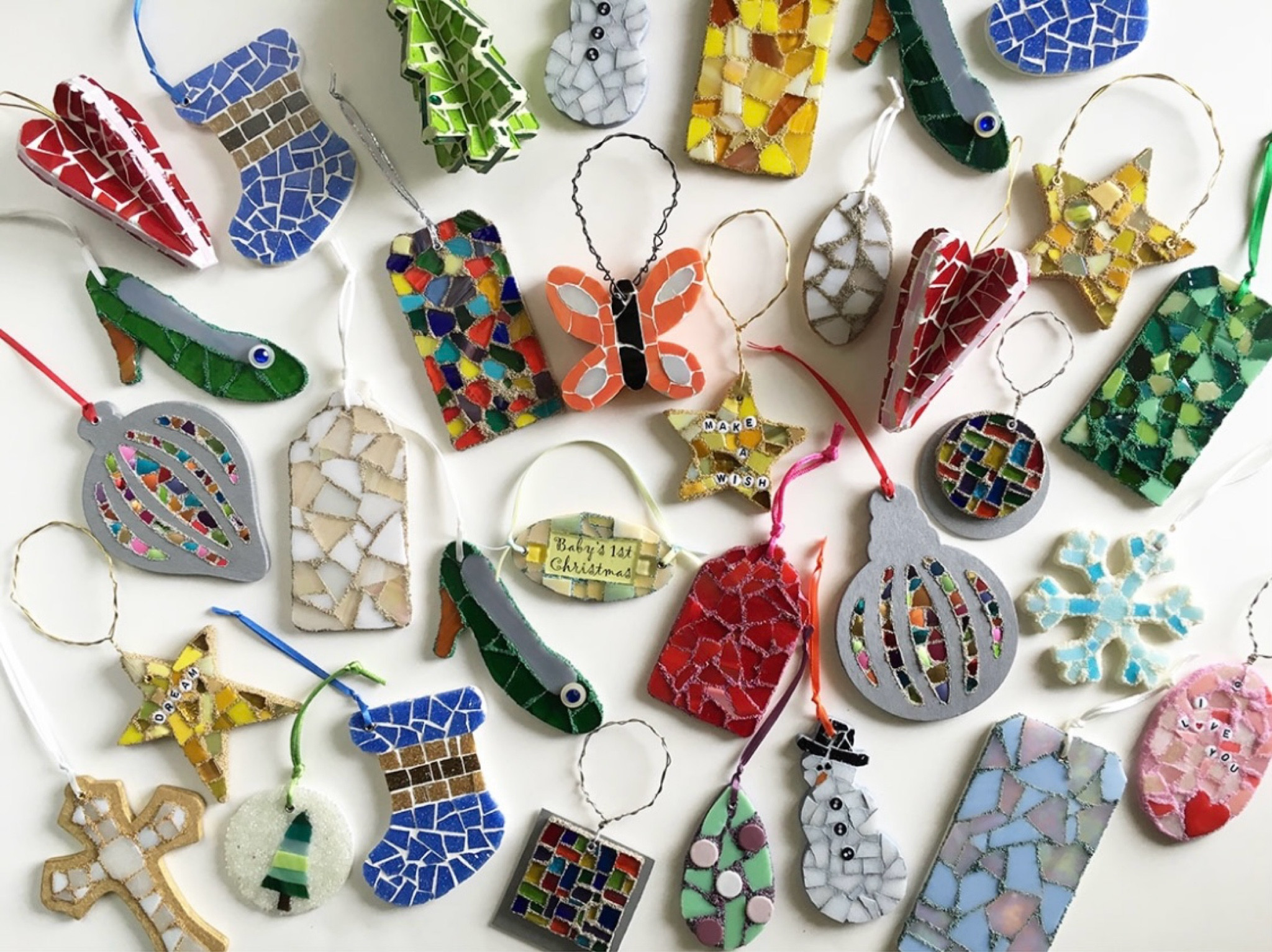Sharing handmade mosaic Christmas ornaments.🎄 Christmas ornaments - glass ornaments - hostess gift - tree trimming party - star ornament - glass mosaic - women’s shoe ornament - Christmas tree ornament - mosaic - butterfly ornament - baby’s first Christmas ornament - heart ornament 

#LTKGiftGuide #LTKHoliday #LTKSeasonal