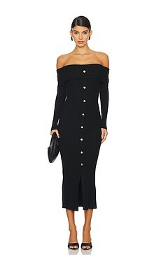 Karina Grimaldi Alana Knit Midi Dress in Black from Revolve.com | Revolve Clothing (Global)