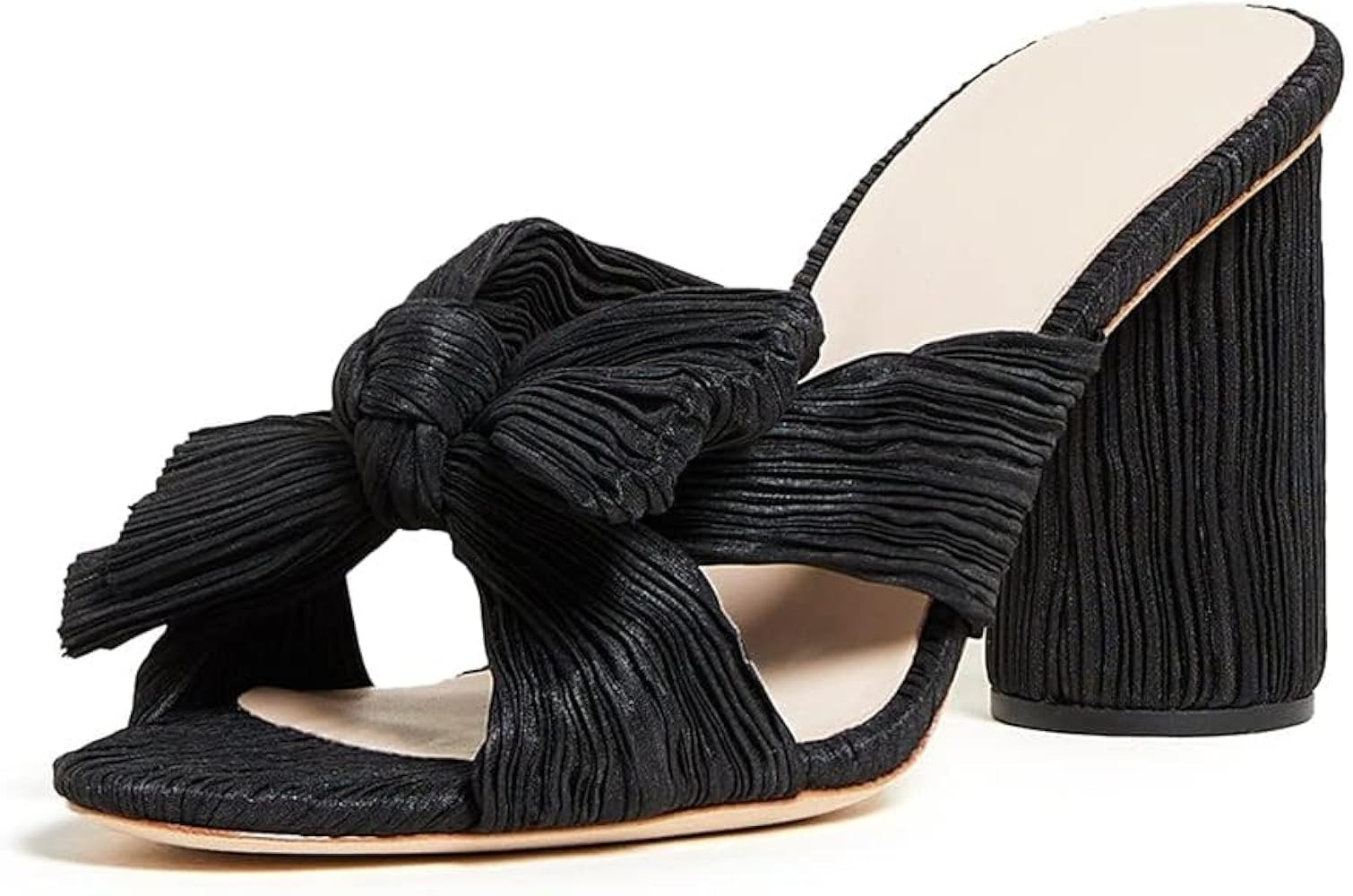 VIMISAOI Womens High Block Chunky Heel Sandals Fashion Open Toe Ankle Buckle Strap Pleated Bow Heel Sandals Wedding Dress Shoes Pumps | Amazon (US)