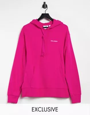 COLLUSION Unisex oversized hoodie with logo print in pink | ASOS (Global)