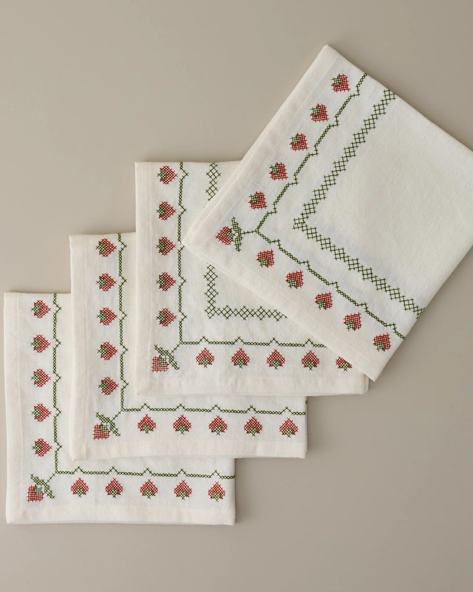 Cross Stitch Strawberry Napkin Set of 4 | Magnolia
