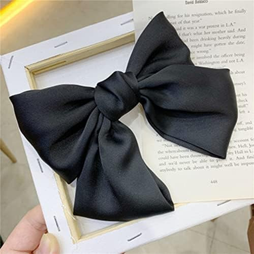Hair Bow Clips for Women Girls Satin Ribbon Hair Clip for Teen Girls French Barrettes Black Hair ... | Amazon (US)