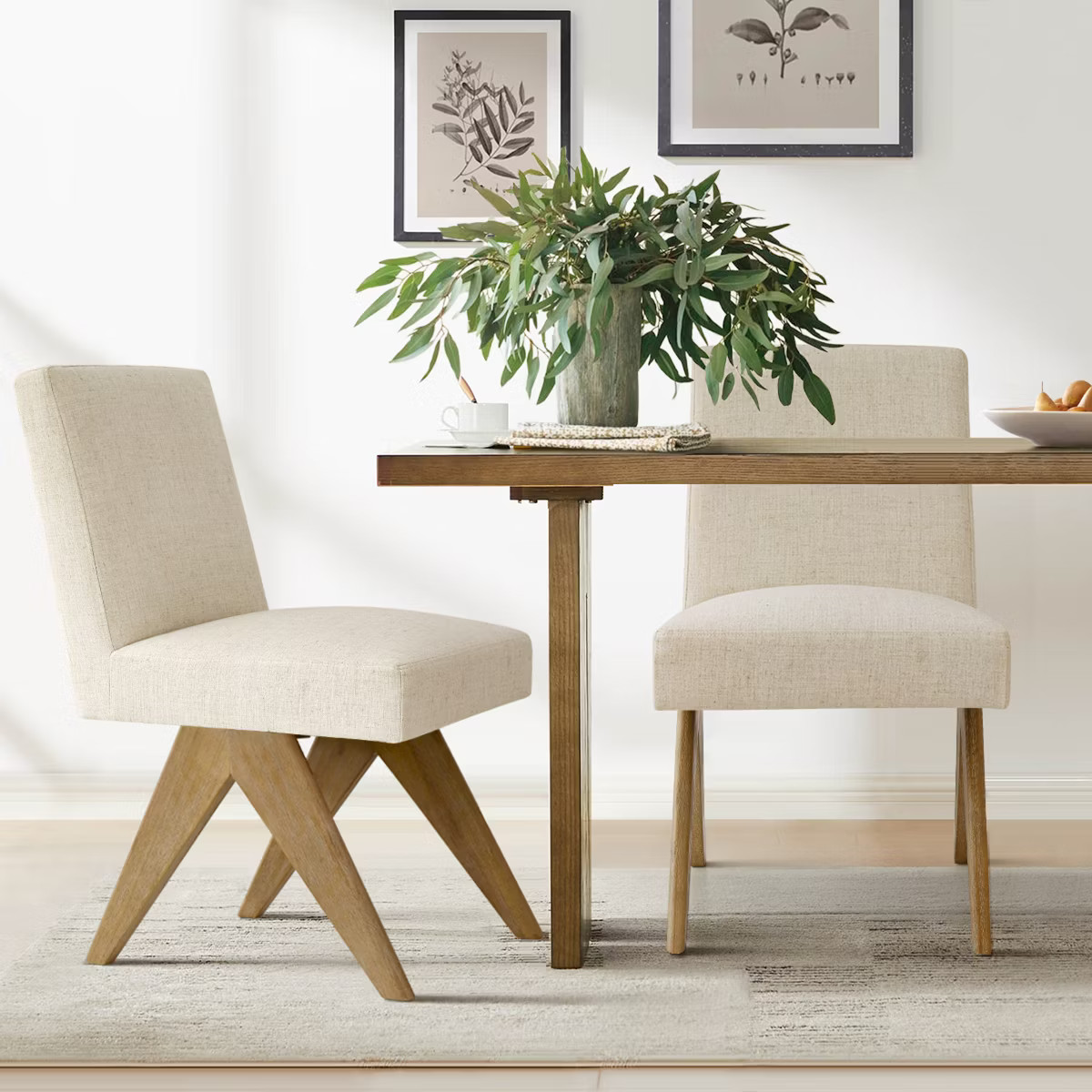 Morgan Set of 2 Solid Wood Dining Chair,18.5" Wide Upholstered Seat and Back,Linen Dining Chairs ... | Target